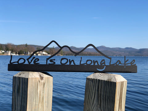 Schroon Lake Metal Sign with Mountains