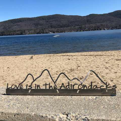 Lake Placid Painted Sign with the Adirondack Mountains