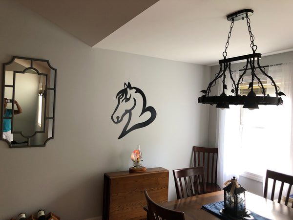 Large Custom Horse Head & Heart Metal Wall Decor