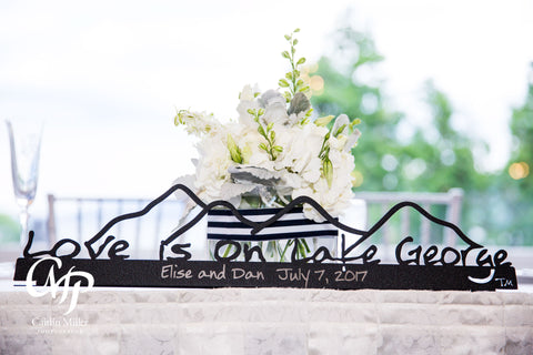 Lake George Wedding Gift Set with a black metal sign