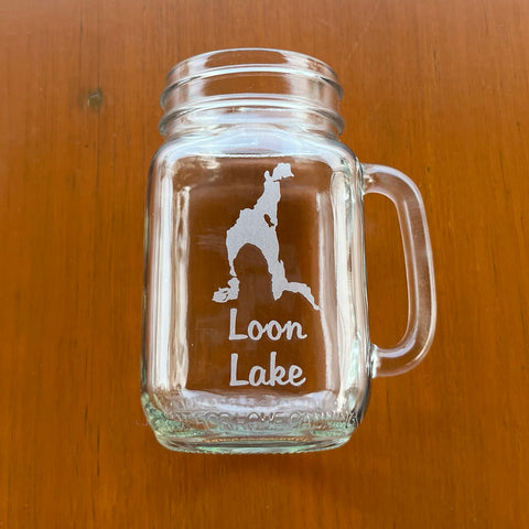 Loon Lake Handled Mason Jar