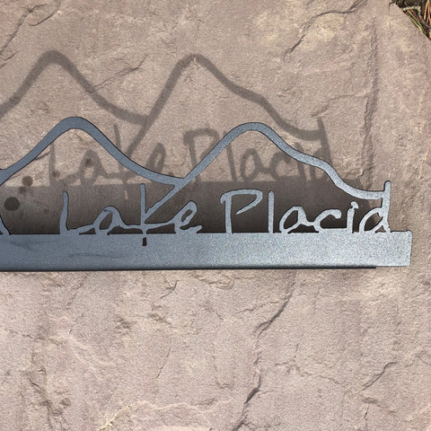 Lake Placid Painted Sign with the Adirondack Mountains