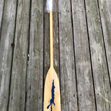 The Silhouette of Indian Lake etched on the blade of a 5' paddle and painted blue.