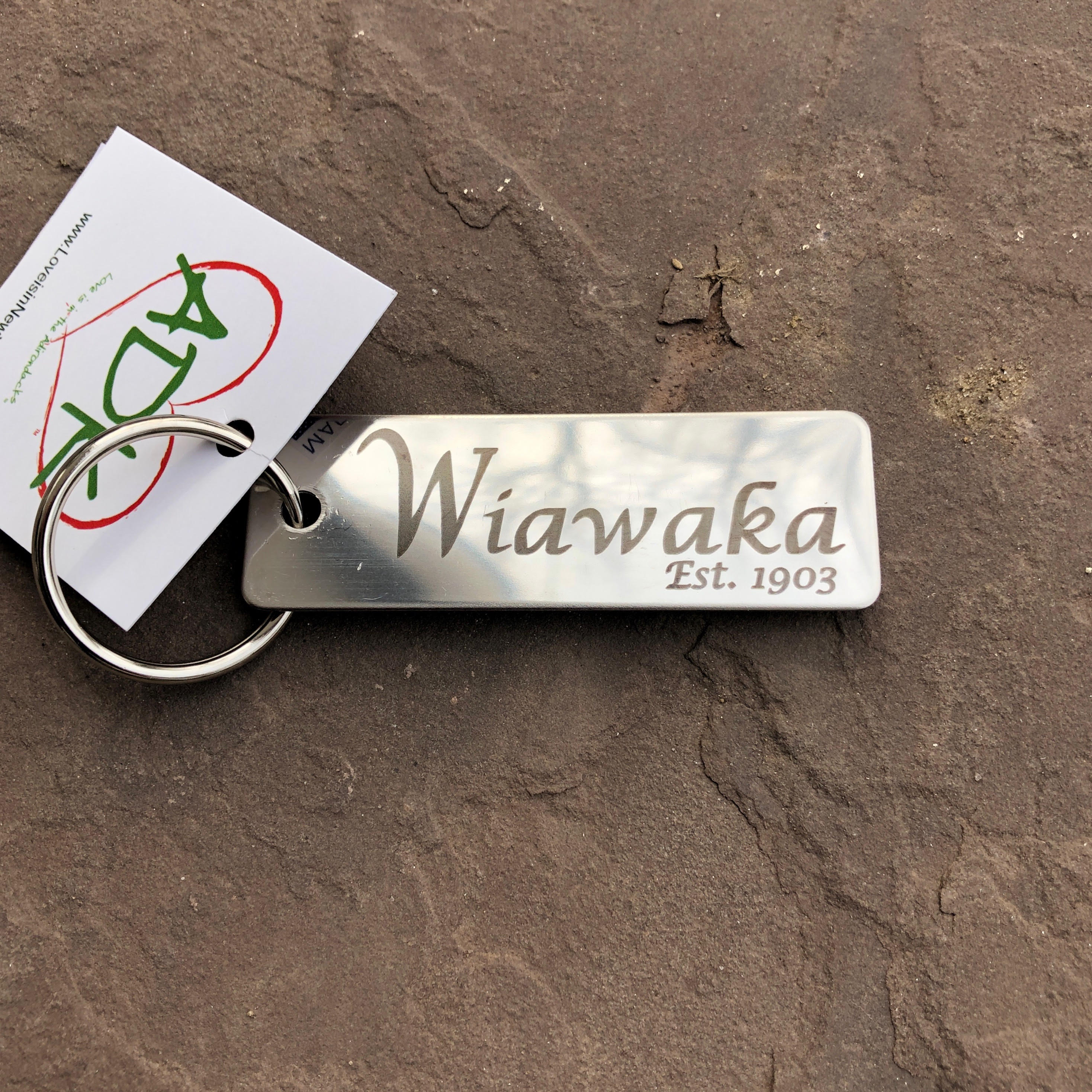 Personalized Lake Key Chain, stainless steel Love is in New York